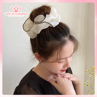 Buộc tóc nơ scrunchies 13CM voan viền đáng yêu Chồi accessories - Y068