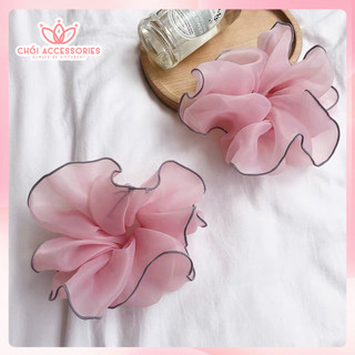 Buộc tóc nơ scrunchies 13CM voan viền đáng yêu Chồi accessories - Y068