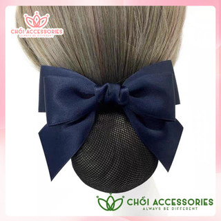 Tổng Hợp Mẫu Cặp Tóc Nơ Màu Xanh Kèm Chụp Lưới Công Sở, Tiếp Viên Thanh Lịch Gọn Gàng Chồi accessories