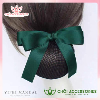 Tổng Hợp Mẫu Cặp Tóc Nơ Màu Xanh Kèm Chụp Lưới Công Sở, Tiếp Viên Thanh Lịch Gọn Gàng Chồi accessories