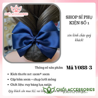 Tổng Hợp Mẫu Cặp Tóc Nơ Màu Xanh Kèm Chụp Lưới Công Sở, Tiếp Viên Thanh Lịch Gọn Gàng Chồi accessories