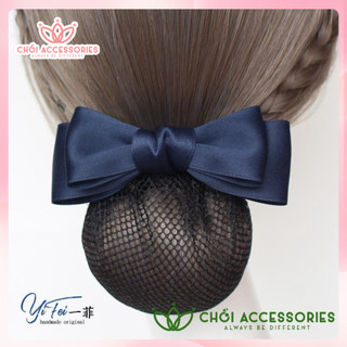 Tổng Hợp Mẫu Cặp Tóc Nơ Màu Xanh Kèm Chụp Lưới Công Sở, Tiếp Viên Thanh Lịch Gọn Gàng Chồi accessories