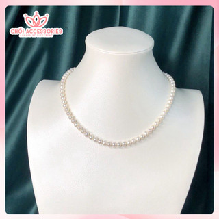Vòng cổ choker hạt trai nhân tạo trơn Chồi accessories phong cách cổ điển nhiều size - B126