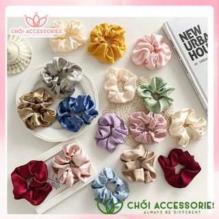 Buộc tóc vải satin Chồi accessories, scrunchies vải lụa satin phồng xinh xắn nhiều màu - Y014