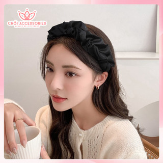 Bờm tóc nữ tính bờm tóc nhún phồng lụa đen sang chảnh Chồi accessories - Y040