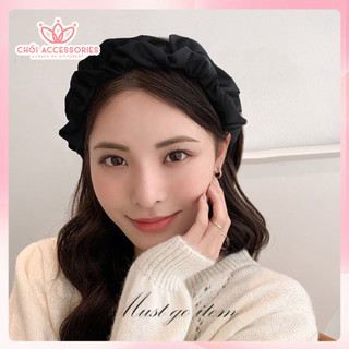 Bờm tóc nữ tính bờm tóc nhún phồng lụa đen sang chảnh Chồi accessories - Y040