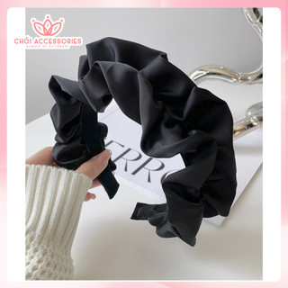 Bờm tóc nữ tính bờm tóc nhún phồng lụa đen sang chảnh Chồi accessories - Y040