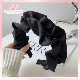 Bờm tóc nữ tính bờm tóc nhún phồng lụa đen sang chảnh Chồi accessories - Y040