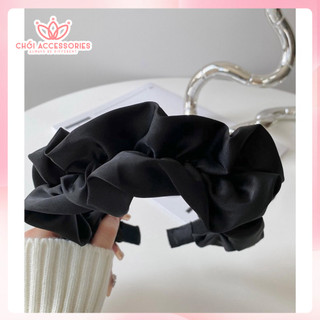 Bờm tóc nữ tính bờm tóc nhún phồng lụa đen sang chảnh Chồi accessories - Y040