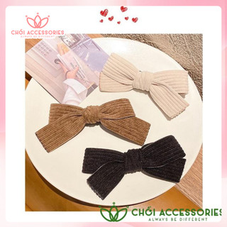 Kẹp tóc nơ nỉ nhung lớn xinh xắn cho bé gái màu đen và trắng Chồi accessories - Y110