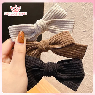 Kẹp tóc nơ nỉ nhung lớn xinh xắn cho bé gái màu đen và trắng Chồi accessories - Y110
