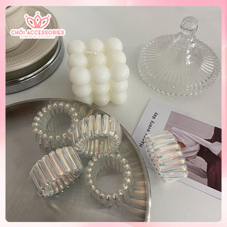 Dây buộc tóc sợi xoắn trong suốt Chồi accessories, dây cột tóc dây điện trong suốt ánh nhũ - K187