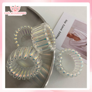 Dây buộc tóc sợi xoắn trong suốt Chồi accessories, dây cột tóc dây điện trong suốt ánh nhũ - K187