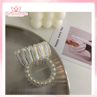 Dây buộc tóc sợi xoắn trong suốt Chồi accessories, dây cột tóc dây điện trong suốt ánh nhũ - K187