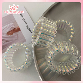 Dây buộc tóc sợi xoắn trong suốt Chồi accessories, dây cột tóc dây điện trong suốt ánh nhũ - K187