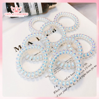 Dây buộc tóc sợi xoắn trong suốt Chồi accessories, dây cột tóc dây điện trong suốt ánh nhũ - K187