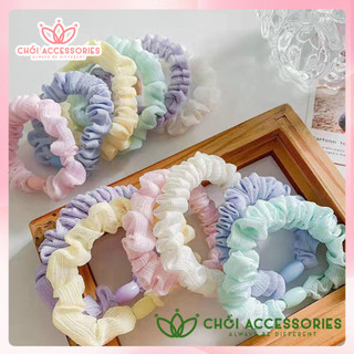 Buộc tóc nơ buộc tóc scrunchies vải mềm nhiều màu sắc co giãn Chồi accessories - K034