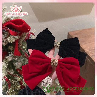 Cặp tóc nơ nhung cặp tóc nữ phối xích Chồi accessories, hạt trai nhân tạo sang chảnh - Y037