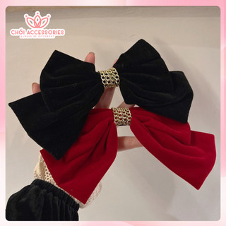 Cặp tóc nơ nhung cặp tóc nữ phối xích Chồi accessories, hạt trai nhân tạo sang chảnh - Y037