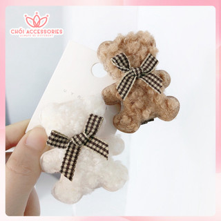 Kẹp tóc gấu lông xù xinh xắn Chồi accessories, kẹp tóc cho bé đáng yêu K405