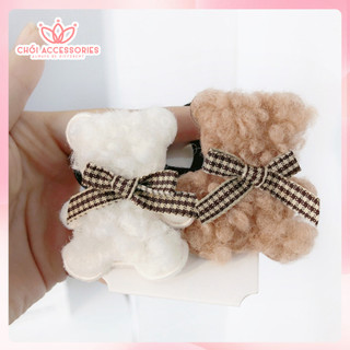 Kẹp tóc gấu lông xù xinh xắn Chồi accessories, kẹp tóc cho bé đáng yêu K405