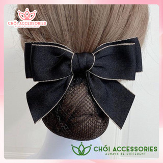 Kẹp tóc nơ cặp tóc trùm tóc thanh lịch có búi giữ tóc lưới dày cho các nàng công sở, tiếp viên Chồi accessories Y092