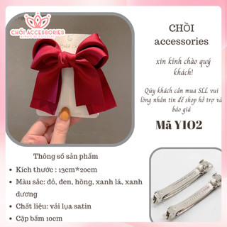 Cặp tóc nơ lụa ruy băng cặp tóc nữ tính rủ dài Chồi accessories nhiều màu kiểu Hàn Quốc - Y102
