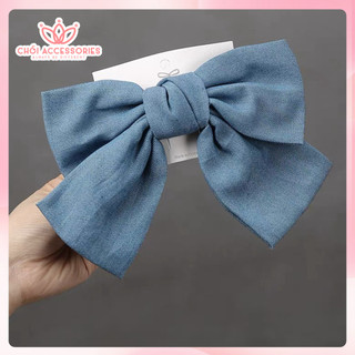 Kẹp tóc nữ denim Chồi accessories, cặp tóc nữ nơ vải nữ tính nhiều màu Y281
