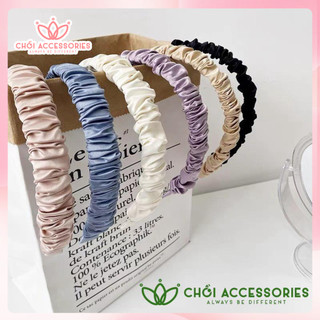 Bờm tóc lụa bờm tóc nữ nhún 2,5cm bản lớn nhiều màu Hàn Quốc Chồi accessories - Y116