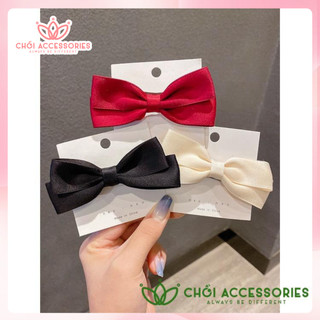 Set 2 kẹp tóc nơ nhỏ xinh xắn cho bé gái màu đen và trắng Chồi accessories - Y059