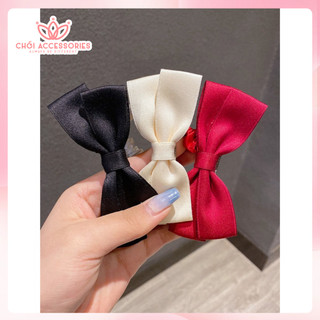 Set 2 kẹp tóc nơ nhỏ xinh xắn cho bé gái màu đen và trắng Chồi accessories - Y059