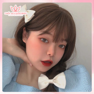 Set 2 kẹp tóc nơ nhỏ xinh xắn cho bé gái màu đen và trắng Chồi accessories - Y059