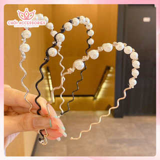 Bờm tóc hạt trai nhân tạo phối đá lượn sóng tiểu thư Chồi accessories - K276