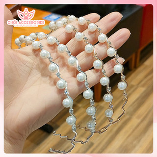 Bờm tóc hạt trai nhân tạo phối đá lượn sóng tiểu thư Chồi accessories - K276
