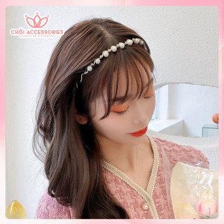 Bờm tóc hạt trai nhân tạo phối đá lượn sóng tiểu thư Chồi accessories - K276