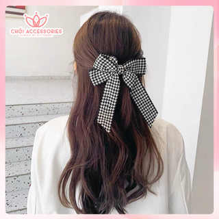 Cặp tóc nơ Chồi accessories, kẹp tóc nơ caro nữ đáng yêu nhiều phong cách - Y089