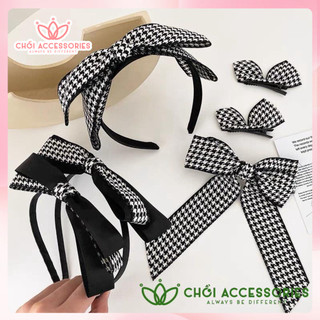 Cặp tóc nơ Chồi accessories, kẹp tóc nơ caro nữ đáng yêu nhiều phong cách - Y089