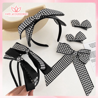 Cặp tóc nơ Chồi accessories, kẹp tóc nơ caro nữ đáng yêu nhiều phong cách - Y089