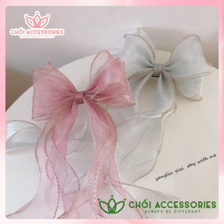 Buộc tóc nữ, buộc tóc nơ ruy băng bèo rủ đuôi dài thời trang Chồi accessories - Y074