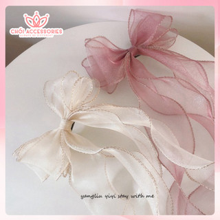 Buộc tóc nữ, buộc tóc nơ ruy băng bèo rủ đuôi dài thời trang Chồi accessories - Y074