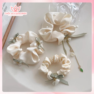 Dây Buộc Tóc Scrunchies đính nơ Chồi accessories Cho Bạn Nữ K277