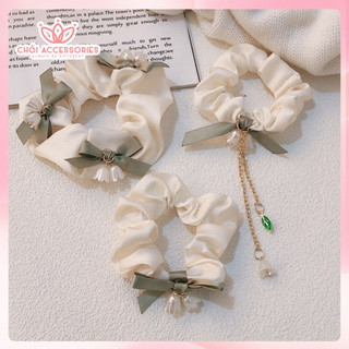 Dây Buộc Tóc Scrunchies đính nơ Chồi accessories Cho Bạn Nữ K277