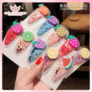 Kẹp tóc bé gái, kẹp tóc nhũ kim tuyến lấp lánh hình hoa quả Chồi accessories cho bạn gái - K120