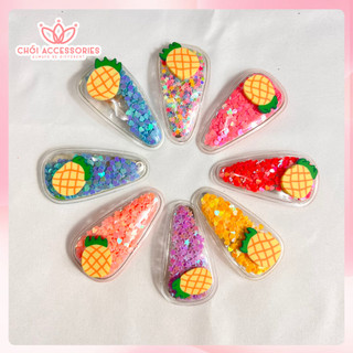 Kẹp tóc bé gái, kẹp tóc nhũ kim tuyến lấp lánh hình hoa quả Chồi accessories cho bạn gái - K120
