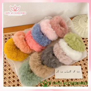 Buộc tóc nơ scrunchies nỉ lông Chồi accessories dành cho nữ xinh xắn buộc tóc hàn quốc - K025