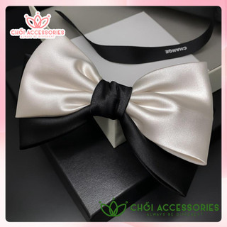 Cặp tóc nơ tiểu thư thanh lịch thời trang màu đen - trắng Chồi accessories Y148