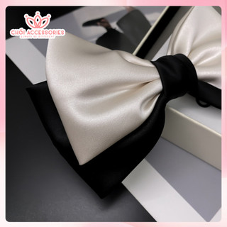 Cặp tóc nơ tiểu thư thanh lịch thời trang màu đen - trắng Chồi accessories Y148