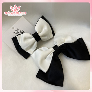 Cặp tóc nơ tiểu thư thanh lịch thời trang màu đen - trắng Chồi accessories Y148