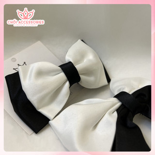 Cặp tóc nơ tiểu thư thanh lịch thời trang màu đen - trắng Chồi accessories Y148