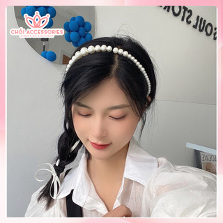 Bờm tóc nữ  băng đô tóc ngọc trai nhân tạo rủ dài Chồi accessories Y176